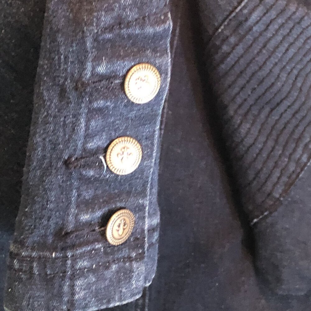 DG2 Diane Gilman Black Denim Blazer Jacket Size 2X Rhinestones Bejeweled Studded - Picture 11 of 12